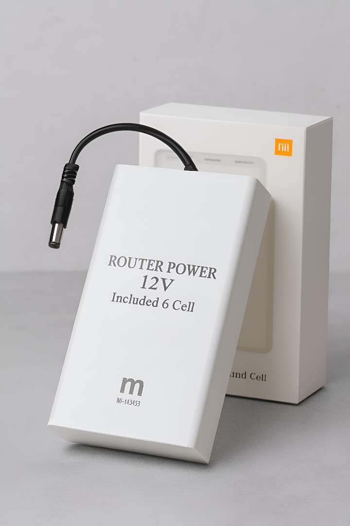 12V High-Power Router Power Bank 20000mAh | 6 Cell Backup Battery | Compatible with ONTs & Wi-Fi Routers | 20,000 AMH High Capacity Backup | WiFi Router UPS Power Bank 12 Volts 8 to 10 Hours Backup