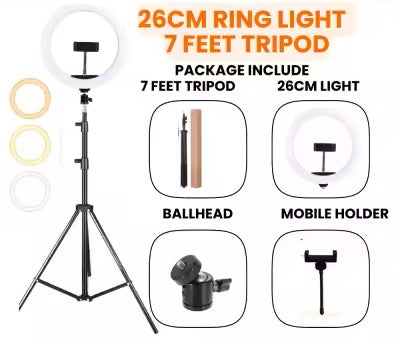 26 cm Ring Light with 7 Feet Tripod Stand – Professional Content Creation Setup* 🎬✨