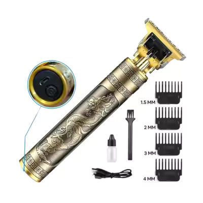 Professional Vintage T-Blade Hair Trimmer – Dragon Embossed Metal Body