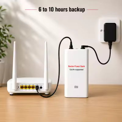12V High-Power Router Power Bank 20000mAh | 6 Cell Backup Battery | Compatible with ONTs & Wi-Fi Routers | 20,000 AMH High Capacity Backup | WiFi Router UPS Power Bank 12 Volts 8 to 10 Hours Backup