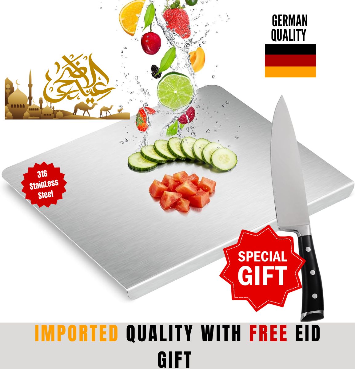Premium Stainless Steel Cutting Board – Hygenic & Durable Kitchen Essential