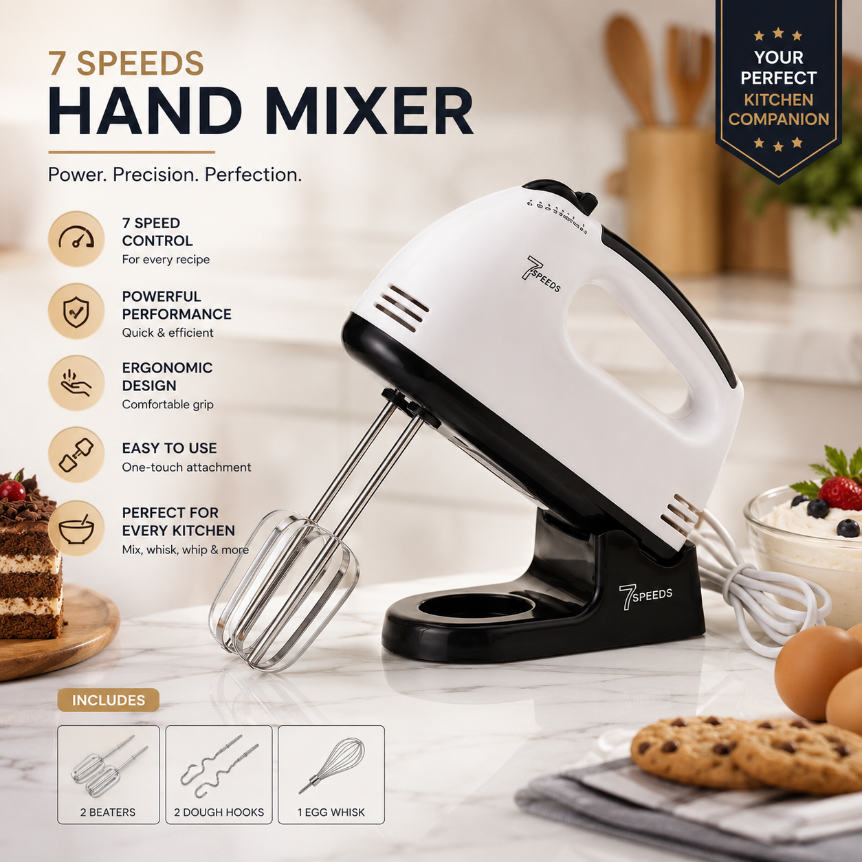 7-Speed Electric Hand Mixer – 180W High Power* 🍰🥣