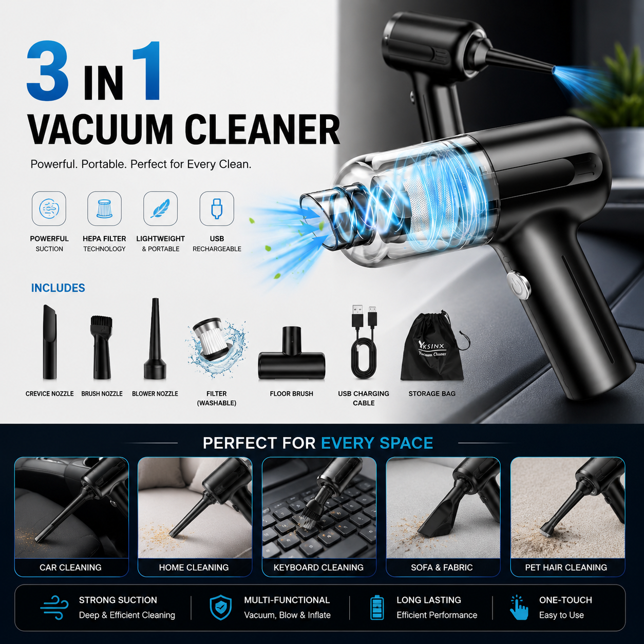 Portable Wireless Car Vacuum Cleaner – 6000Pa High Suction* 🚗💨