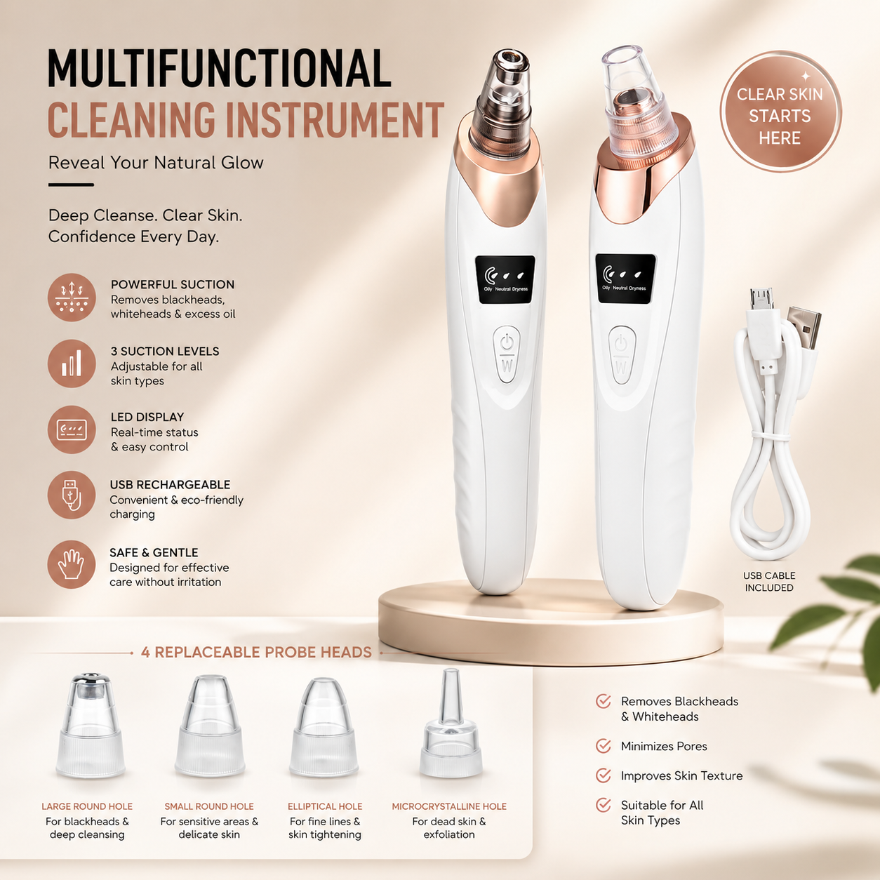 Electric Blackhead Remover Vacuum – Pore Cleanser & Skin Revitalizer